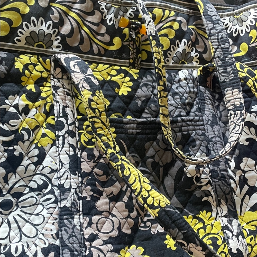 Vera Bradley Black and Yellow Floral Tote